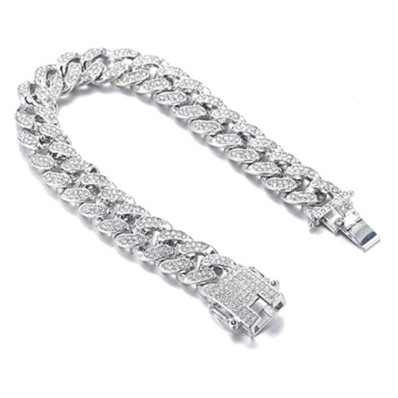 White Gold Iced Cuban Link Bracelet • Micro-Paved Chain • Luxury Jewelry - Picture 4 of 4